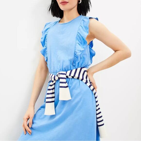 NEW LOFT Ruffle Tiered Midi Dress Size Large - Picture 2 of 9